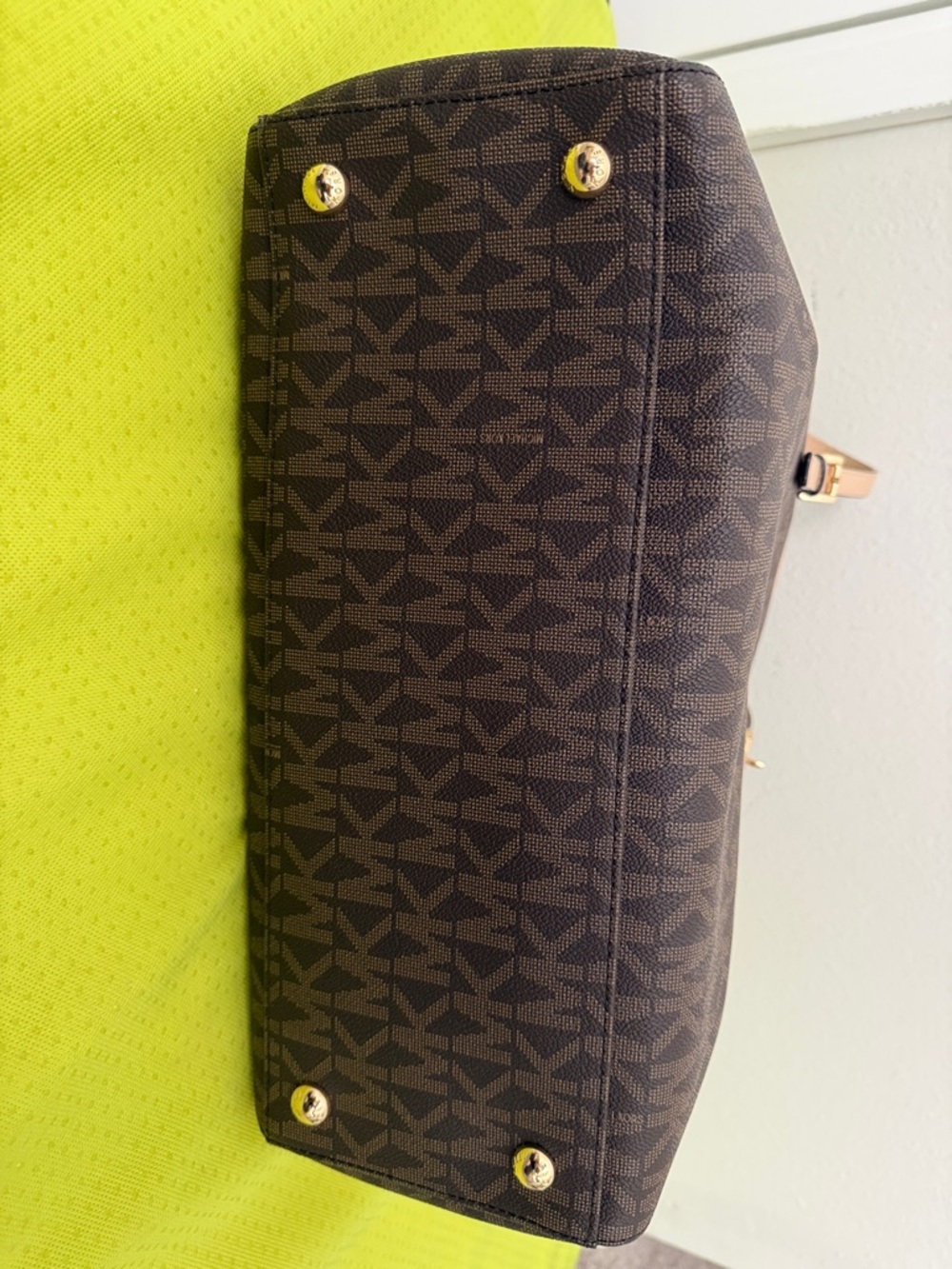 Michael Kors Brown Logo Tote with Pale Pink Trim - Picture 4 of 5